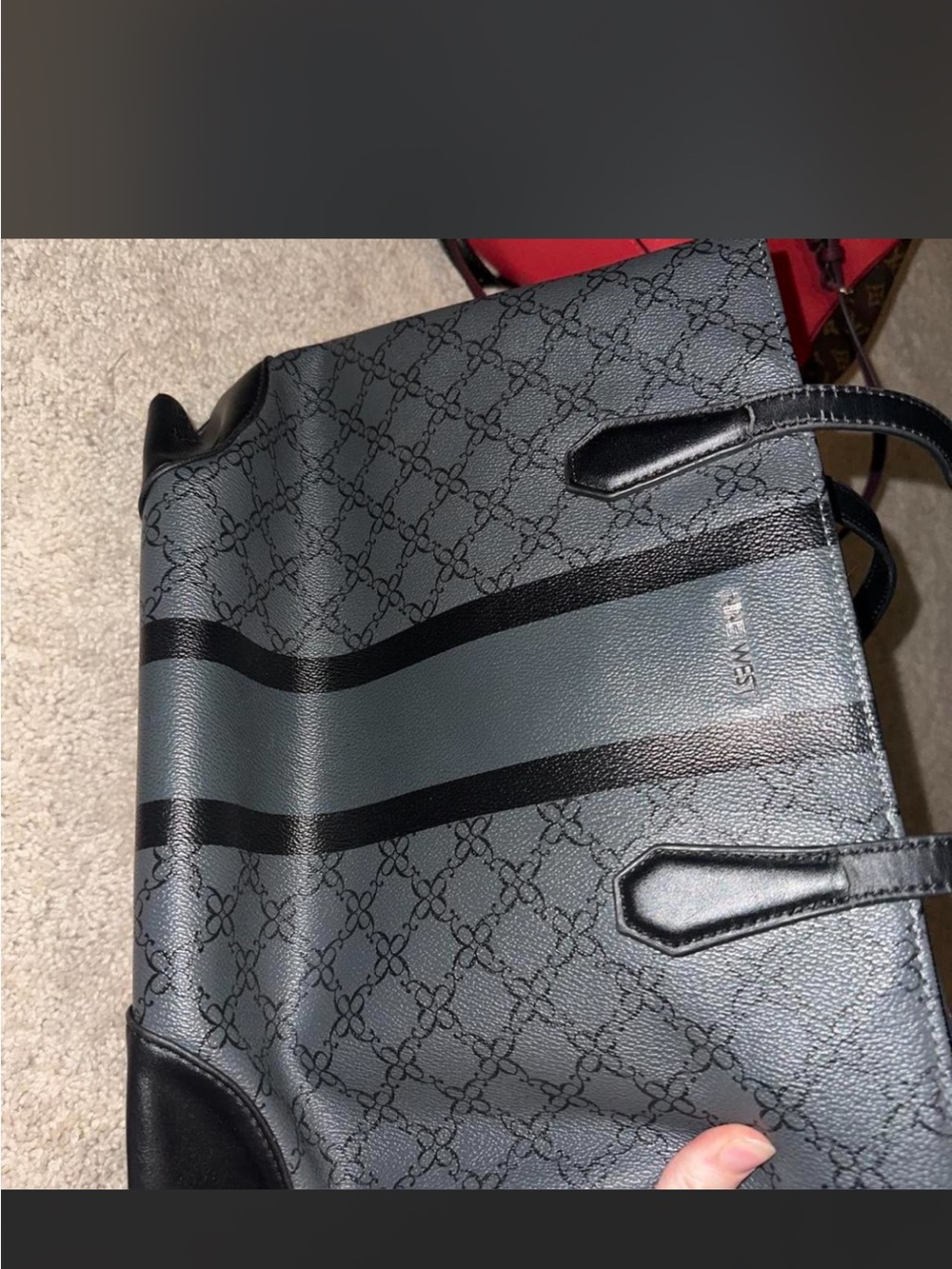 Nine West Gray and Black Shoulder Tote